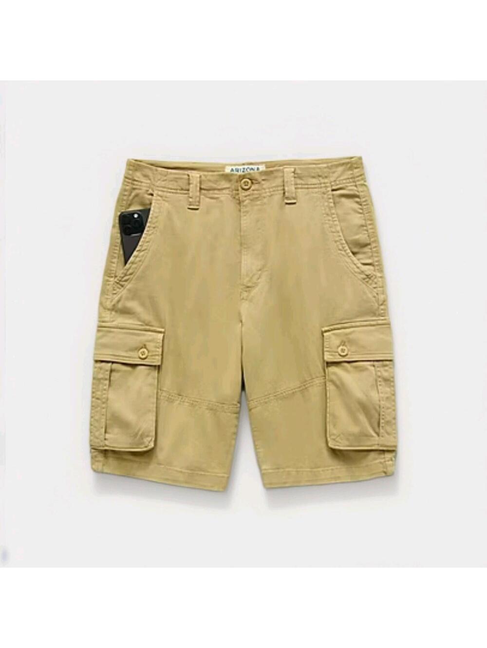 Nwt Men's Arizona Jean Co. Classic Fit Flex Marine Khaki Cargo Shorts 38 Waist